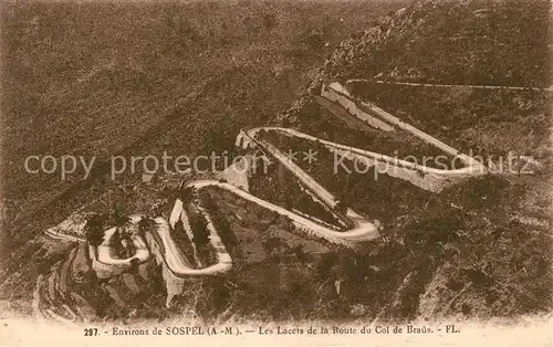 AK / Ansichtskarte Sospel Fliegeraufnahme Les Lacets de la Route du Col de Braus Sospel