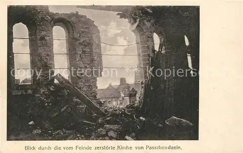 AK / Ansichtskarte Passchendaele zerst?rte Kirche Passchendaele