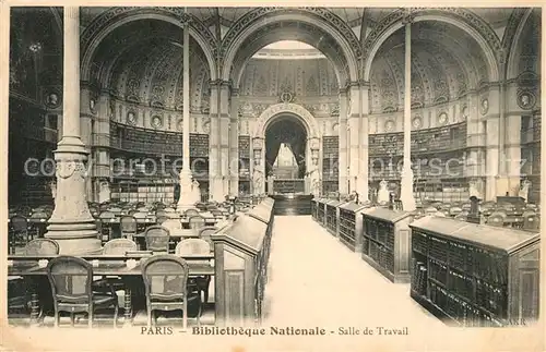 AK / Ansichtskarte Paris Biblioth?que Nationale Salle de Travail Paris
