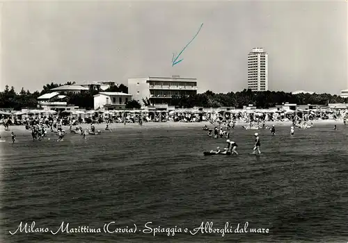 AK / Ansichtskarte Milano_Marittima Spiaggia e Alberghi dal mare Milano_Marittima
