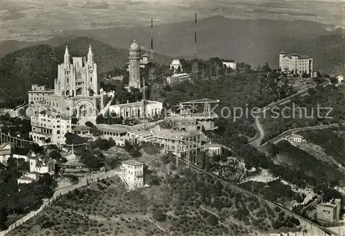 AK / Ansichtskarte Barcelona_Cataluna Tibidabo Vergnuegungspark Fliegeraufnahme Barcelona Cataluna