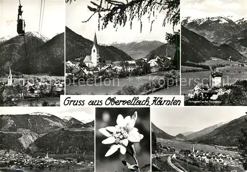 AK / Ansichtskarte Obervellach_Kaernten Gesamtansicht mit Alpenpanorama Motiv mit Kirche Edelweiss Bergbahn Obervellach_Kaernten
