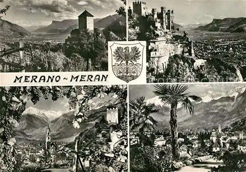 AK / Ansichtskarte Meran_Merano Stadtansichten mit Burgen und Schloss Texelgruppe Meran Merano