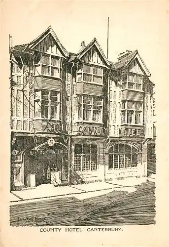 AK / Ansichtskarte Canterbury_UK County Hotel Drawing Kuenstlerkarte Canterbury UK