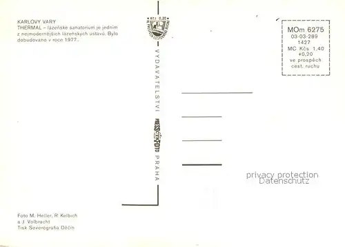 AK / Ansichtskarte Karlovy_Vary Thermalbad Sanatorium Restaurant Stadtpanorama Karlovy Vary