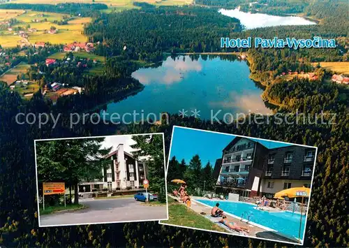 AK / Ansichtskarte Vlachovice Hotel Pavla Vysocina Swimming Pool Fliegeraufnahme 