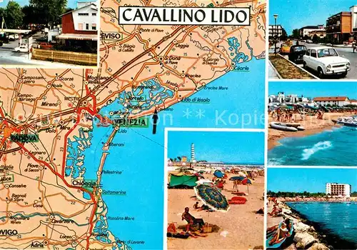 AK / Ansichtskarte Cavallino_Venezia Strassenkarte Strand Stadtansichten Cavallino Venezia
