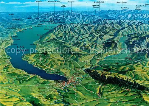 AK / Ansichtskarte Leman_Lac_Genfersee Panoramakarte Leman_Lac_Genfersee