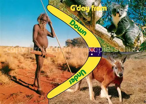 AK / Ansichtskarte Australien Gday Australian Aborigine Koala Red Kangoroo Australien