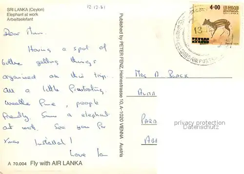 AK / Ansichtskarte Sri_Lanka Arbeitselefant Sri_Lanka