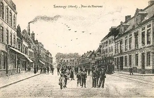 AK / Ansichtskarte Lannoy_Nord Rue de Tournai Strassenbahn Lannoy Nord