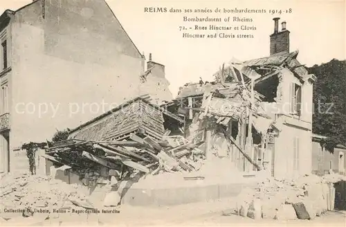 AK / Ansichtskarte Reims_Champagne_Ardenne Bombardements 1914 18 Ruinen Rues Hincmar et Clovis Reims_Champagne_Ardenne