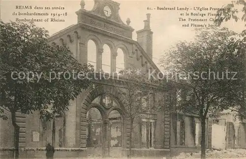 AK / Ansichtskarte Reims_Champagne_Ardenne Bombardements 1914 18 Ruinen Boulevard Lundy Eglise  Reims_Champagne_Ardenne