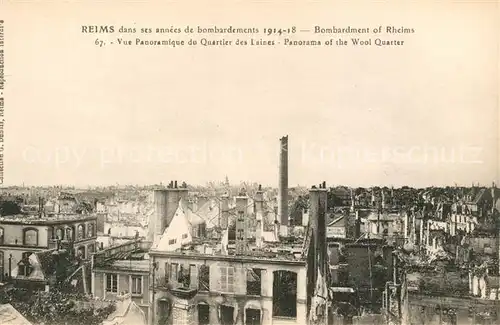 AK / Ansichtskarte Reims_Champagne_Ardenne Bombardements 1914 18 Ruinen Wool Quarter Reims_Champagne_Ardenne