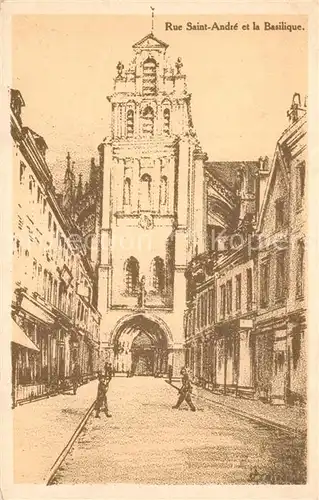 AK / Ansichtskarte Paris Rue Saint Andre et la Basilique K?nstlerkarte Paris