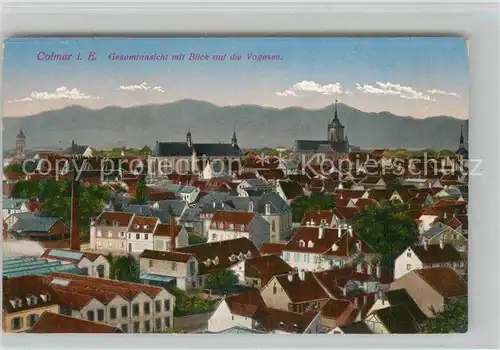 AK / Ansichtskarte Colmar_Haut_Rhin_Elsass Blick ?ber die D?cher mit Vogesen Colmar_Haut_Rhin_Elsass