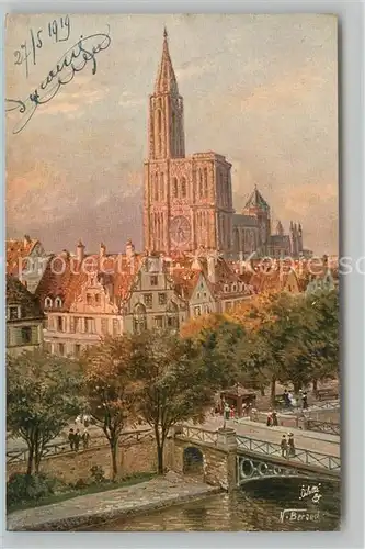 AK / Ansichtskarte Strasbourg_Alsace Kaufhausgasse und M?nster K?nstlerkarte Beroud Strasbourg Alsace