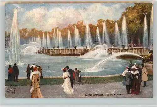 AK / Ansichtskarte Versailles_Yvelines Bassin de Neptune K?nstlerkarte Oilette Versailles_Yvelines