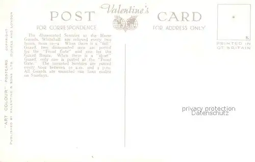 AK / Ansichtskarte London Whitehall Changing dismounted Sentries Life Guards London