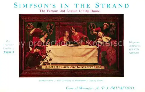 AK / Ansichtskarte London Simpson in the Strand Old English Dining House London