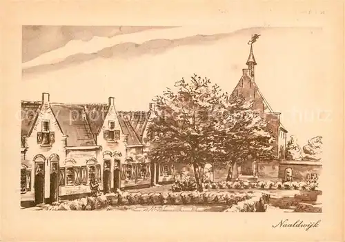 AK / Ansichtskarte Kuenstlerkarte Sepiateekening van Eline Canter Cremers Naaldwijk Prov. Stempeltocht Zuid Holland 