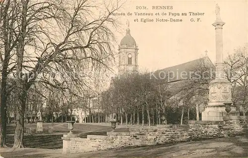 AK / Ansichtskarte Rennes_Ille et Vilaine Statues de Vanneau et le Papu au Thabor Eglise Notre Dame 