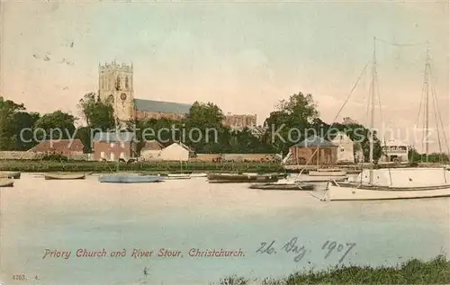 AK / Ansichtskarte Christchurch_Canterbury Priory Church and River Stour Christchurch_Canterbury