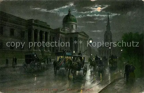 AK / Ansichtskarte London National Gallery and St Martins Church London