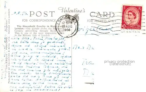 AK / Ansichtskarte London The Household Cavalry in Hyde Park London