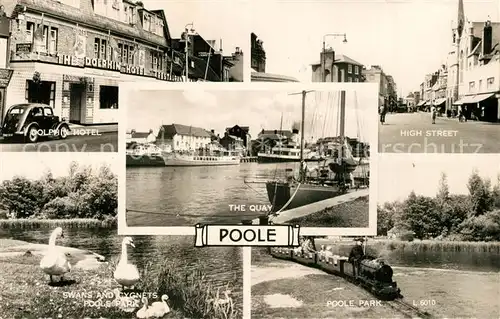 AK / Ansichtskarte Poole_Dorset Dolph Hotel The Quay High Street Swans and Cygnets Poole Park Poole_Dorset