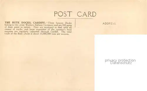 AK / Ansichtskarte Cardiff_Wales Queen Alexandra Dock General view Cardiff_Wales