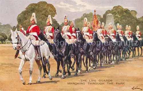 AK / Ansichtskarte London The Life Guards Marching through the Park London