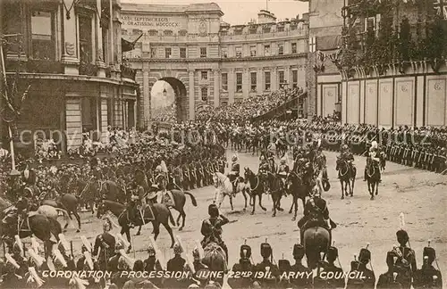 AK / Ansichtskarte London Coronation Procession June 1911 Army Council London