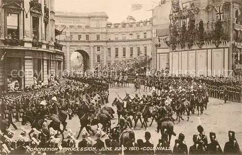AK / Ansichtskarte London Coronation Procession June 1911 Colonials London