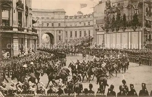 AK / Ansichtskarte London Coronation Procession June 1911 Colonials London