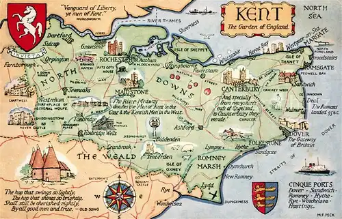 AK / Ansichtskarte Kent Gebietskarte Kent