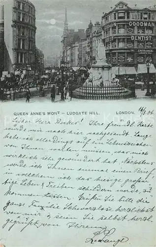 AK / Ansichtskarte London Queen Annes Mont Ludgate Hill London