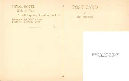 AK / Ansichtskarte London Royal Hotel Woburn Place Russell Square London