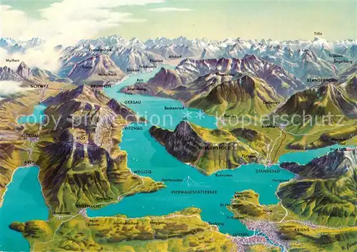 AK / Ansichtskarte Vierwaldstaettersee_SZ Panoramakarte Vierwaldstaettersee_SZ