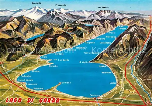 AK / Ansichtskarte Lago_di_Garda Panoramakarte Lago_di_Garda