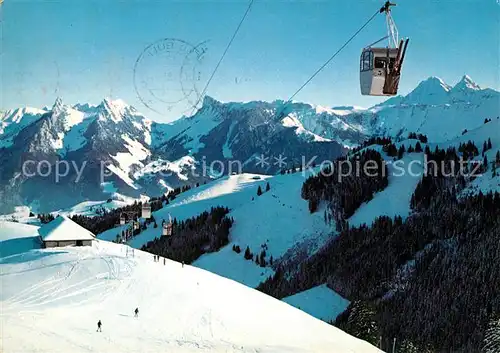 AK / Ansichtskarte Moleson sur Gruyeres Telecabine Winter Moleson sur Gruyeres