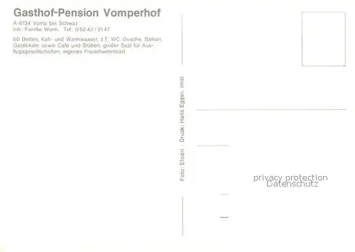 AK / Ansichtskarte Vomp_Tirol Gasthof Pension Vomperhof Vomp_Tirol