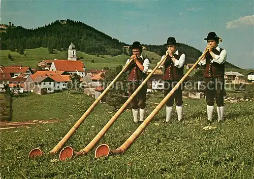 AK / Ansichtskarte Zell_Allgaeu Alphornblaeser Zell Allgaeu