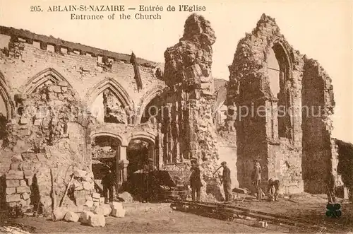 AK / Ansichtskarte Ablain Saint Nazaire Entr?e de l`Eglise Ruine Ablain Saint Nazaire