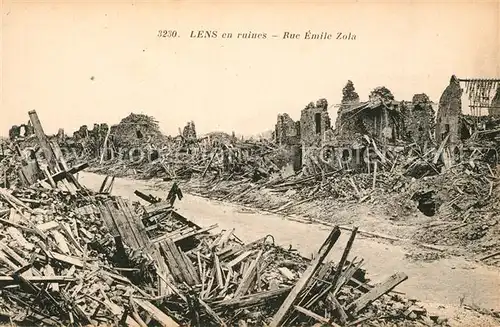 AK / Ansichtskarte Lens_Pas de Calais Ruines Rue Emile Zola Lens_Pas de Calais