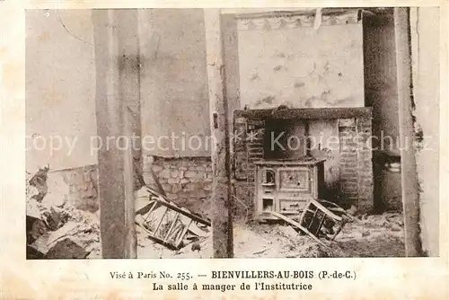 AK / Ansichtskarte Bienvillers au Bois Ruine Salle a manger de l`Institutrice Bienvillers au Bois