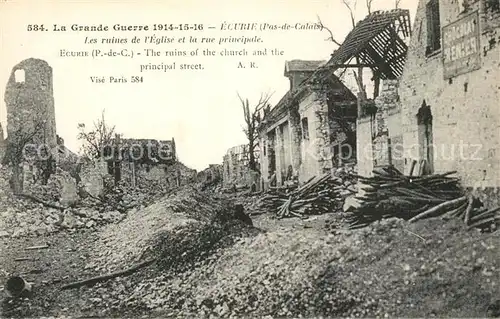 AK / Ansichtskarte Ecurie Grande Guerre 1914 15 16 Ruines Eglise  Ecurie