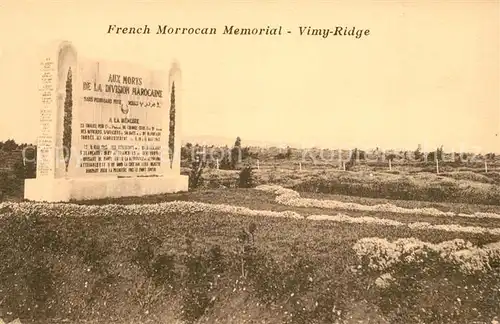 AK / Ansichtskarte Vimy French Morrocan Memorial Vimy