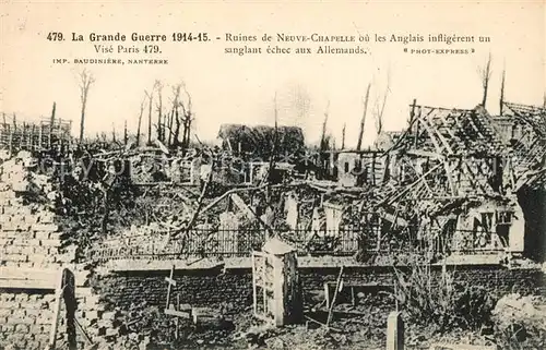 AK / Ansichtskarte Neuve Chapelle Grande Guerre 1914 15 16 Ruines Neuve Chapelle