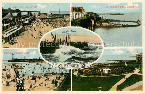 AK / Ansichtskarte Margate_UK Palm Bay Rough Sea New Boating Pool Kidles Bouting Pool The Oval Margate_UK